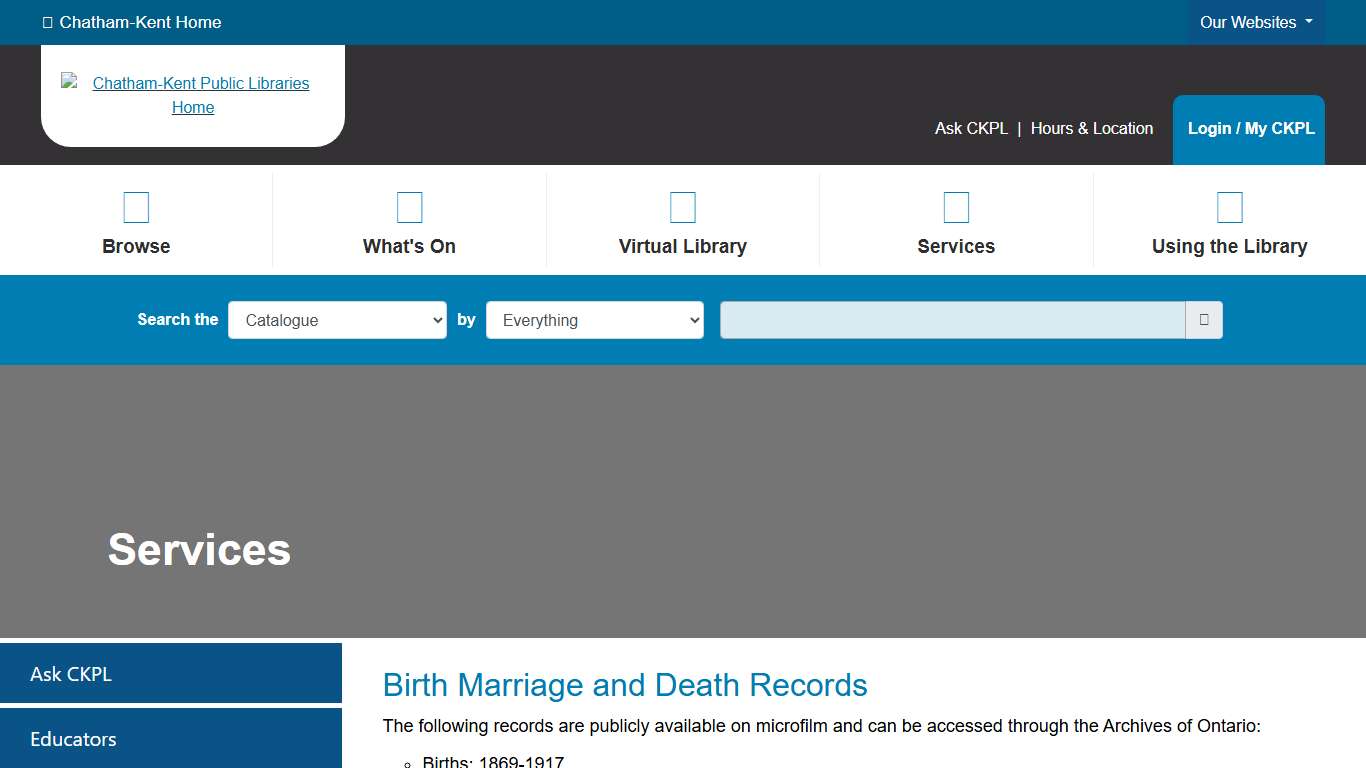 Birth Marriage and Death Records